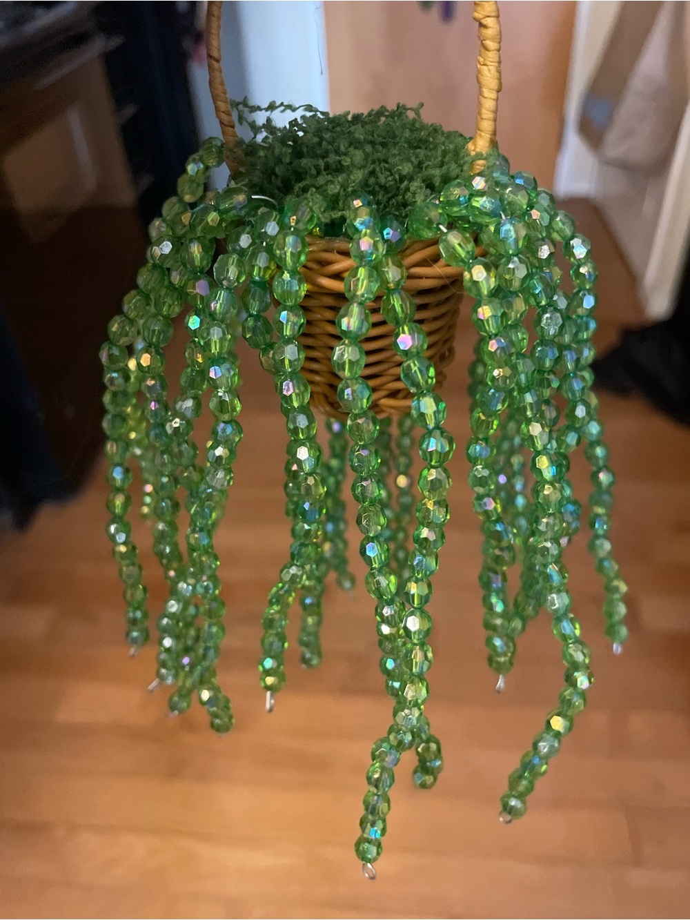Green Beaded Hanging Plant String Of Pearls
